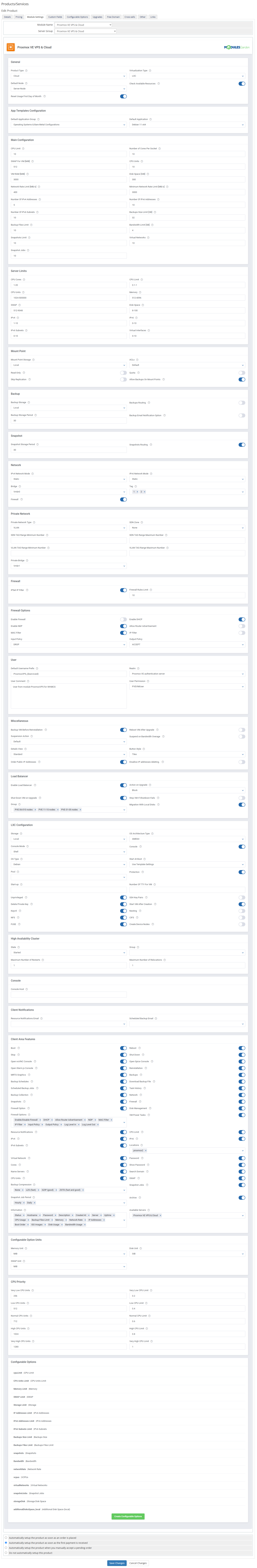 Proxmox VE VPS & Cloud For WHMCS: Module Screenshot 73
