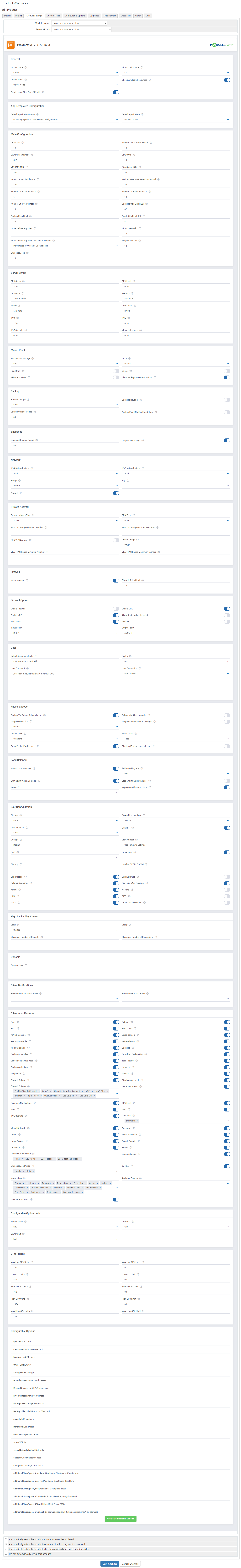 Proxmox VE VPS & Cloud For WHMCS: Module Screenshot 73