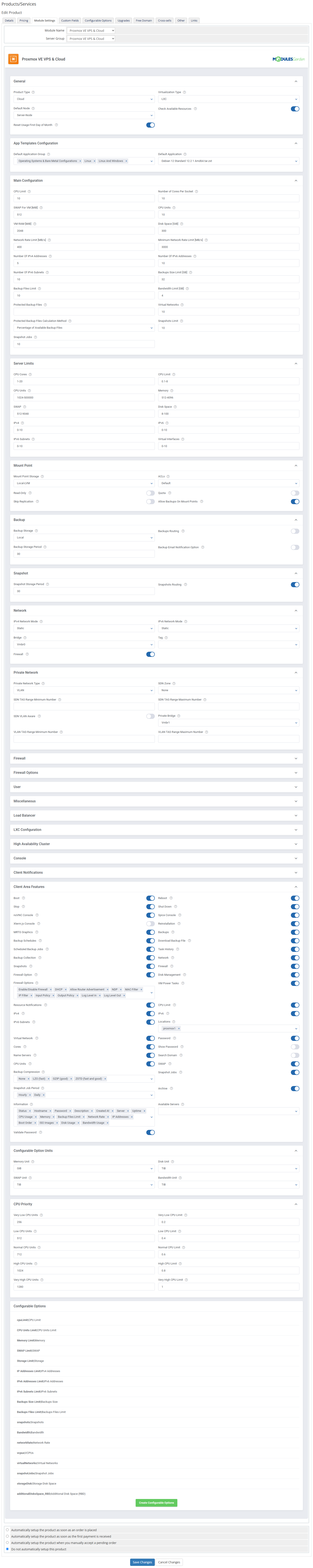 Proxmox VE VPS & Cloud For WHMCS: Module Screenshot 75