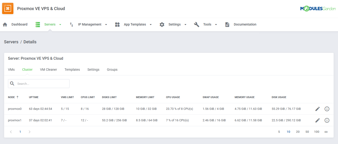 Proxmox VE VPS & Cloud For WHMCS: Module Screenshot 38