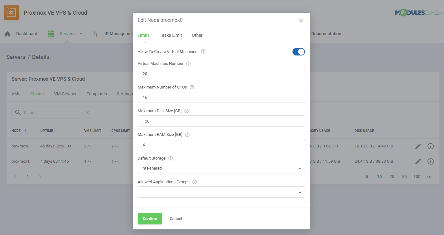 Proxmox VE VPS & Cloud For WHMCS: Module Screenshot 39