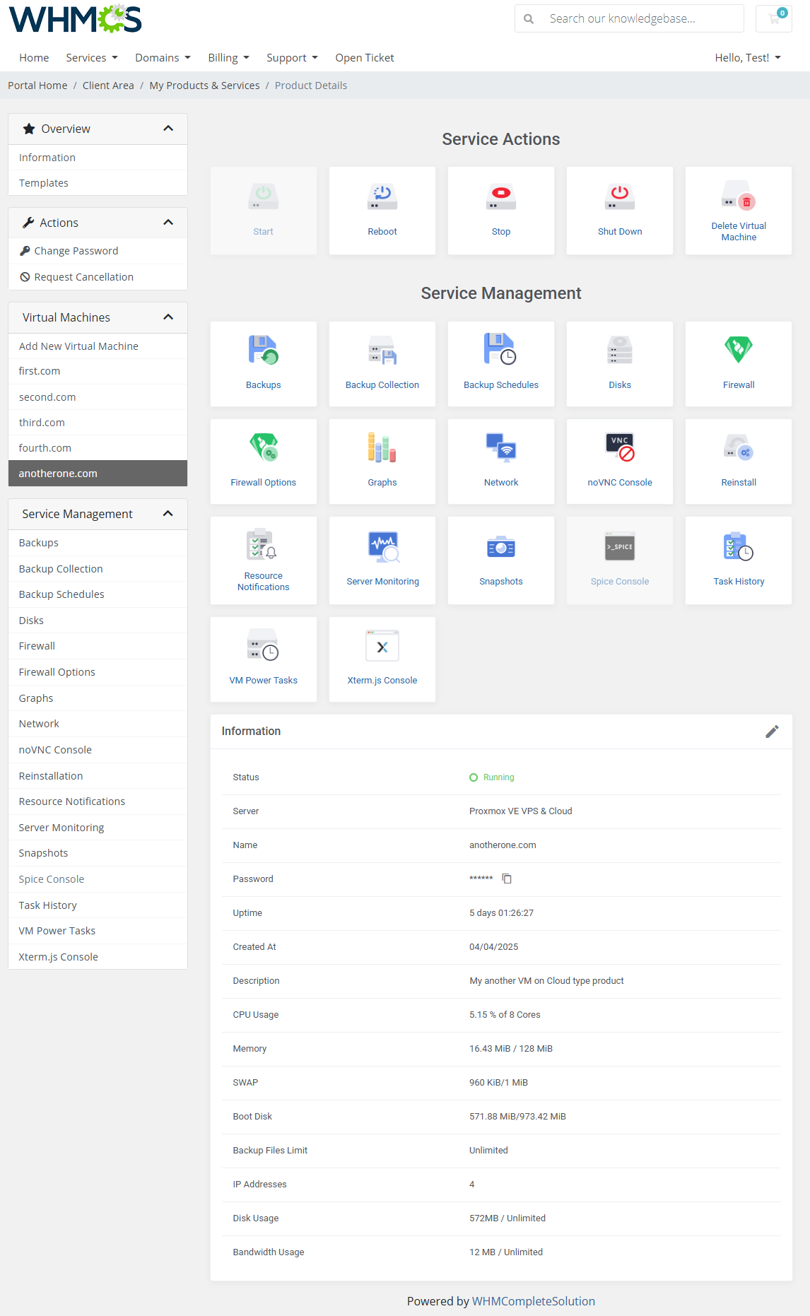 Proxmox VE VPS & Cloud For WHMCS: Module Screenshot 4