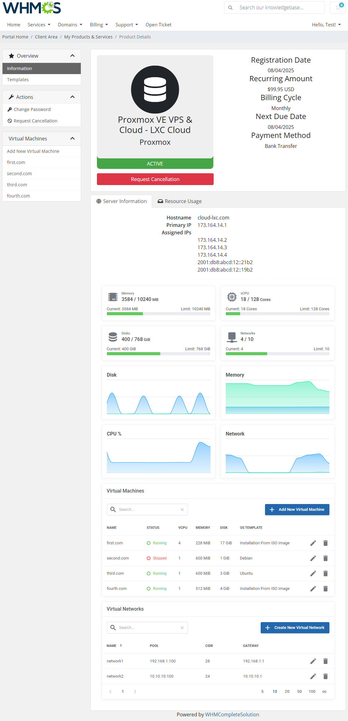 Proxmox VE VPS & Cloud For WHMCS: Module Screenshot 2
