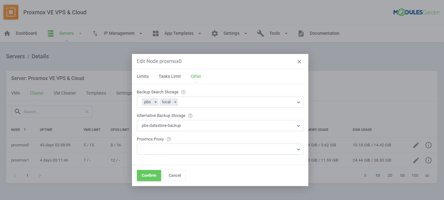 Proxmox VE VPS & Cloud For WHMCS: Module Screenshot 40