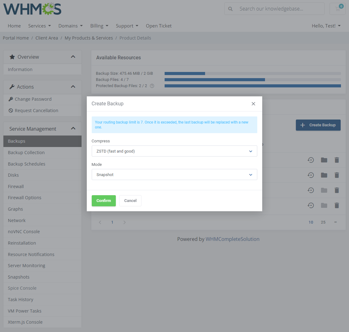 Proxmox VE VPS & Cloud For WHMCS: Module Screenshot 6