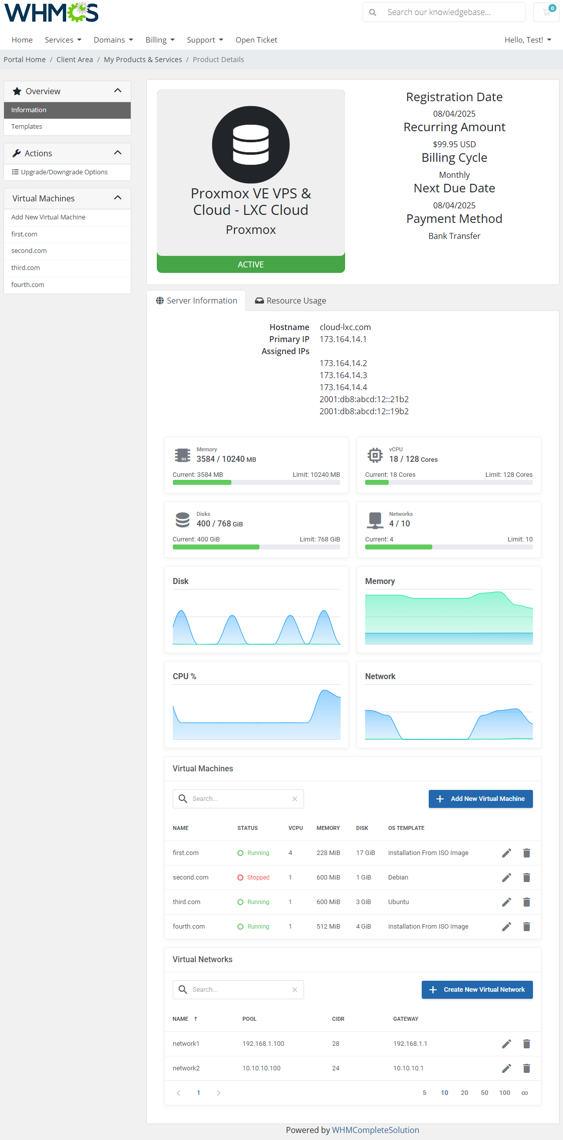 Proxmox VE VPS & Cloud For WHMCS: Module Screenshot 2