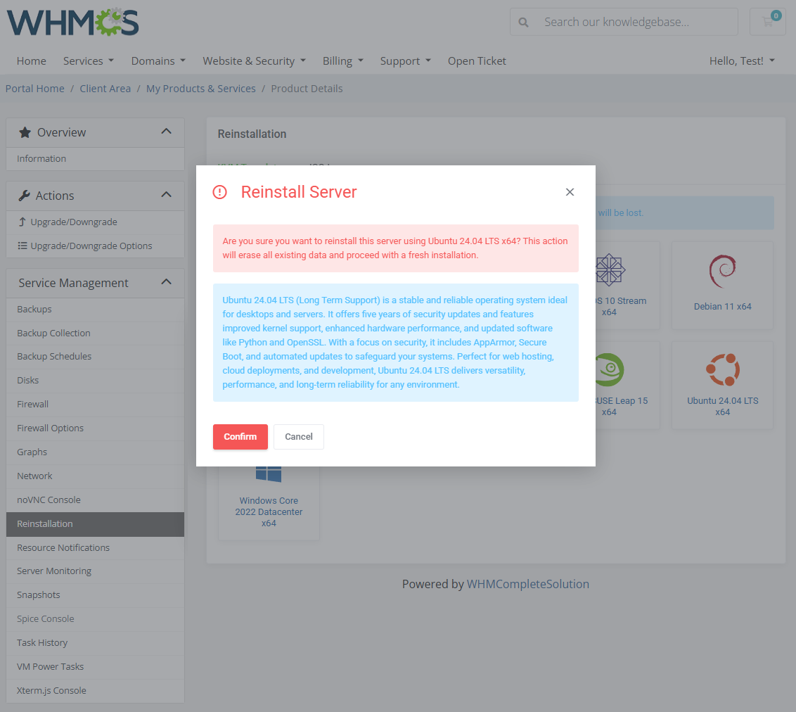 Proxmox VE VPS & Cloud For WHMCS: Module Screenshot 20