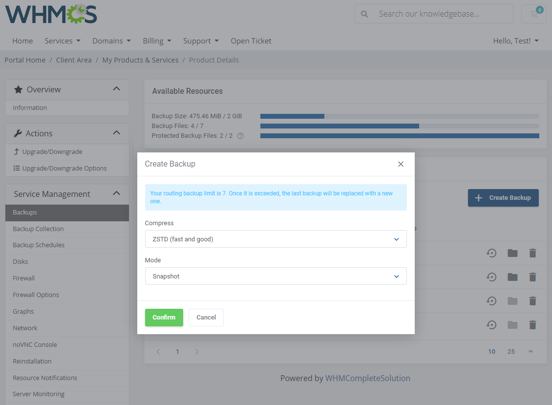 Proxmox VE VPS & Cloud For WHMCS: Module Screenshot 6