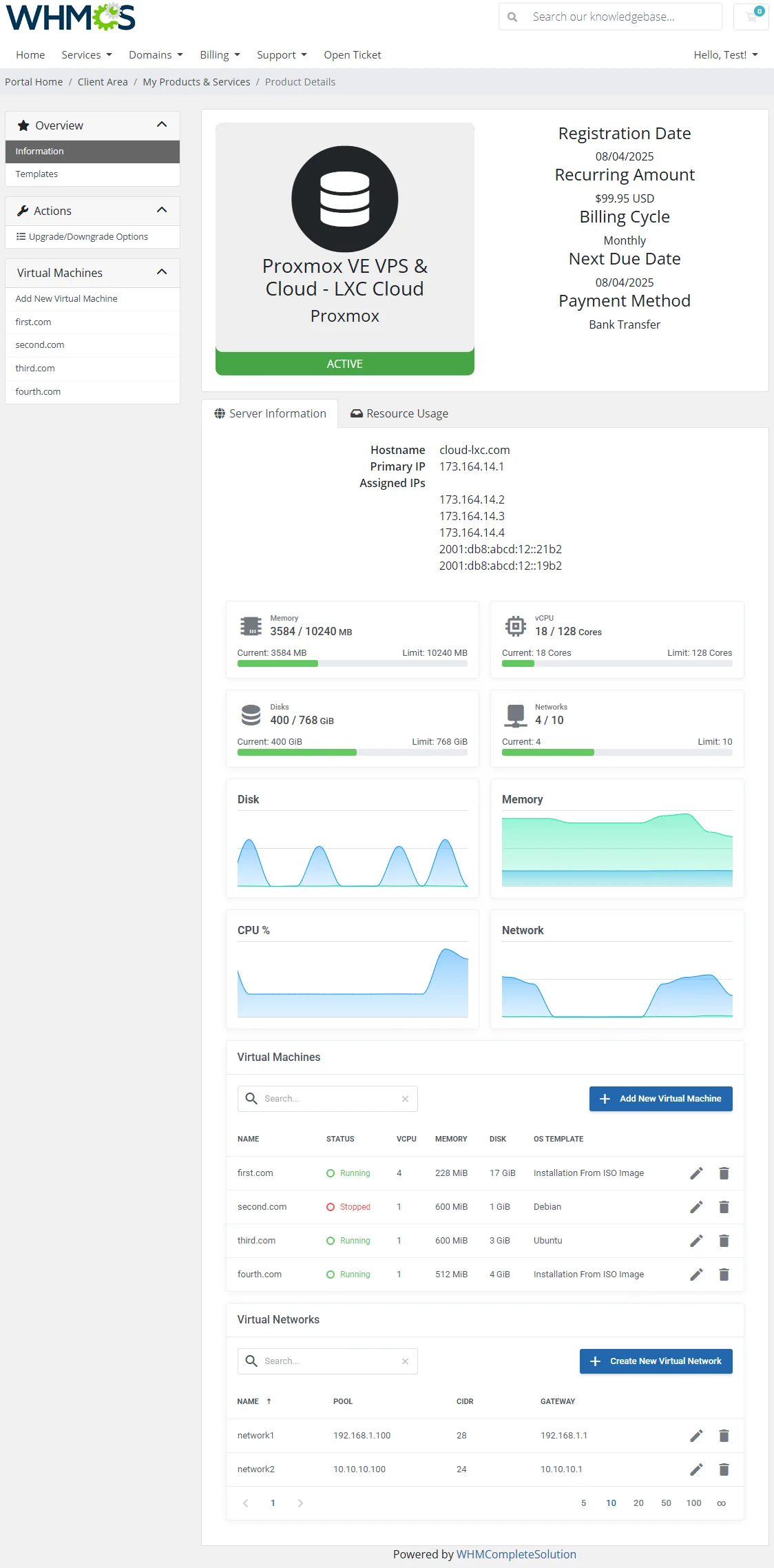 Proxmox VE VPS & Cloud For WHMCS: Module Screenshot 2