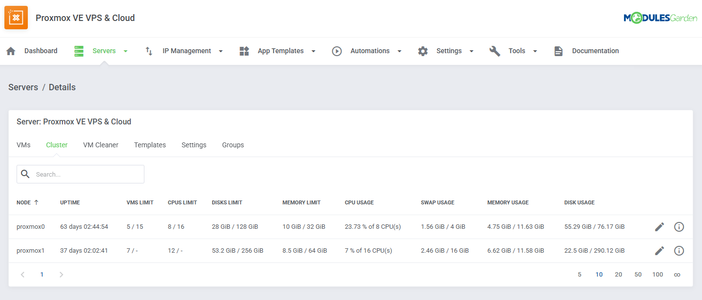 Proxmox VE VPS & Cloud For WHMCS: Module Screenshot 38