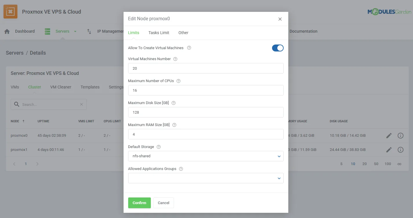 Proxmox VE VPS & Cloud For WHMCS: Module Screenshot 39
