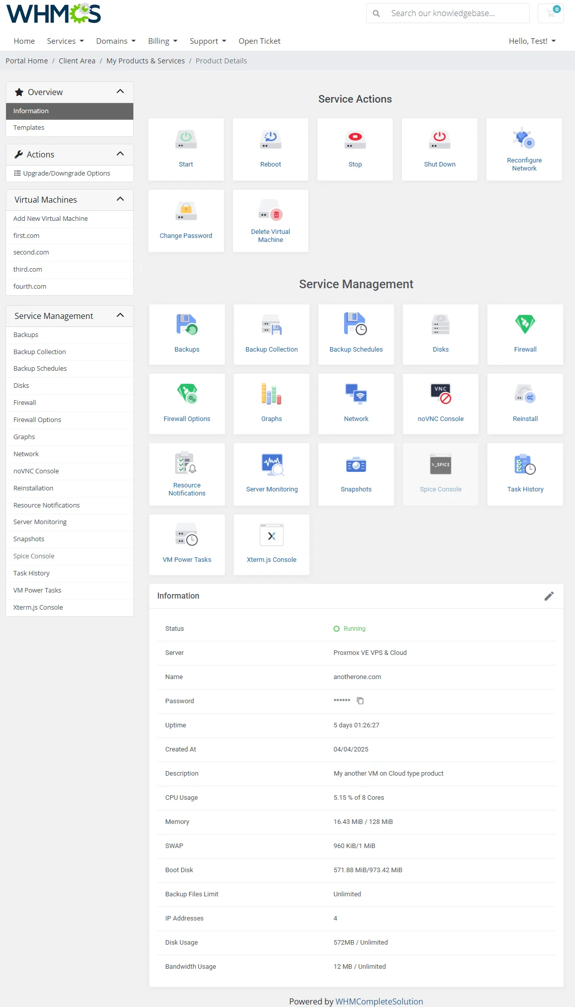 Proxmox VE VPS & Cloud For WHMCS: Module Screenshot 4