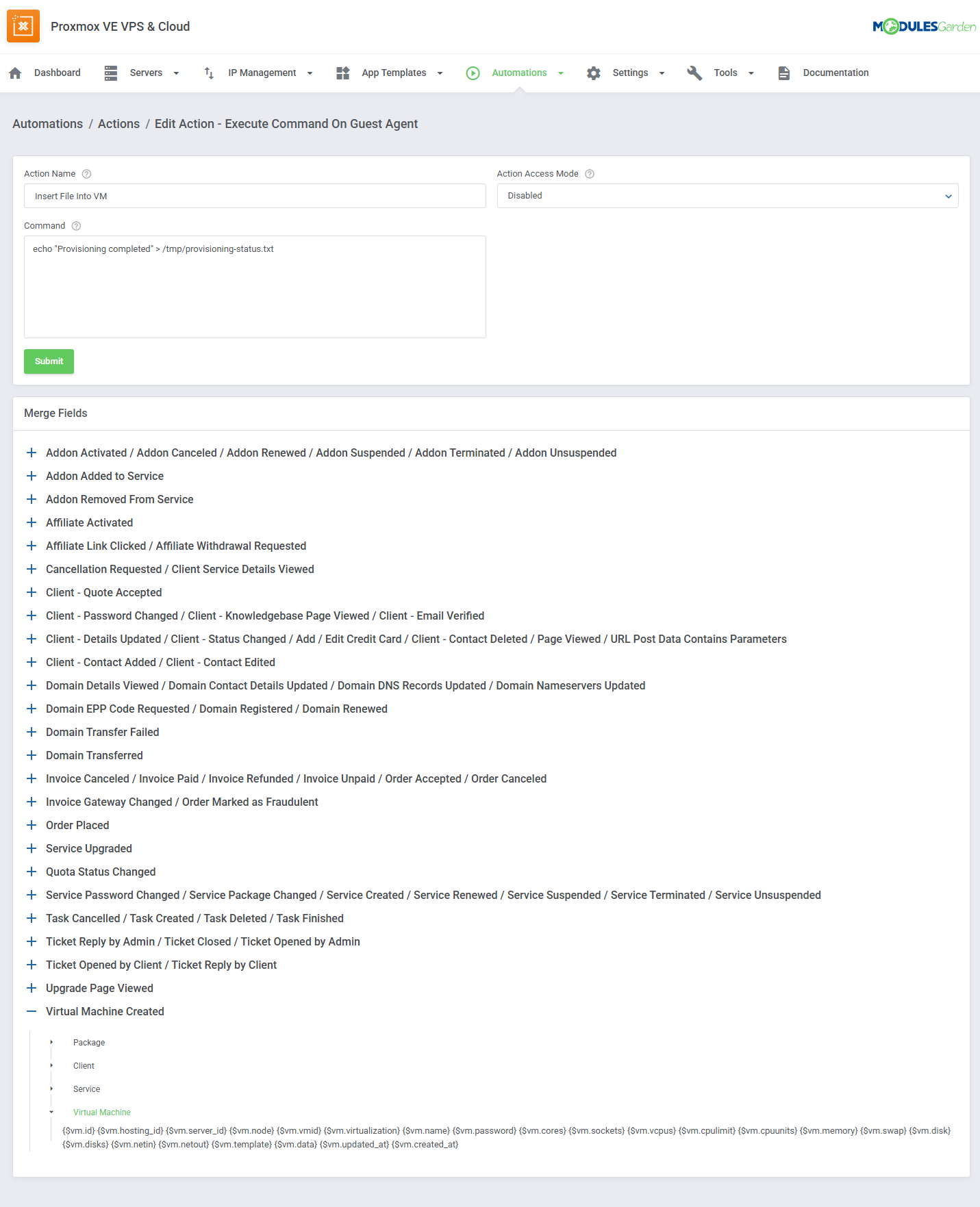 Proxmox VE VPS & Cloud For WHMCS: Module Screenshot 54