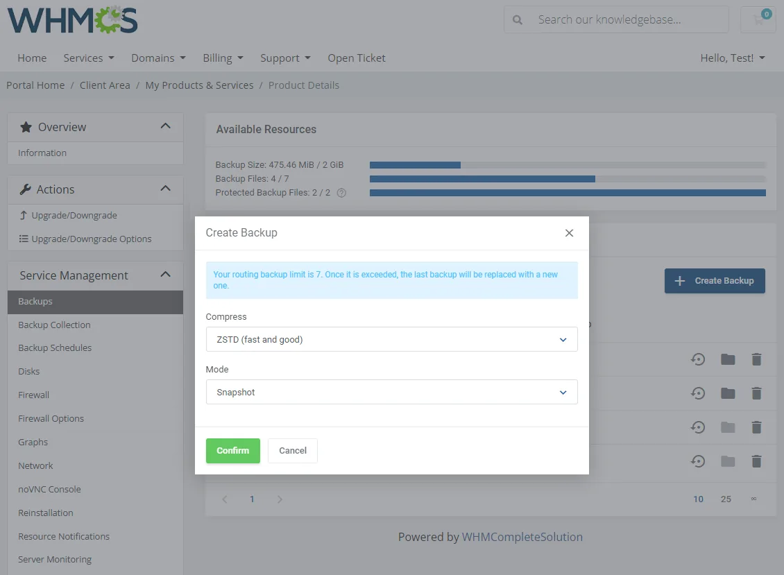 Proxmox VE VPS & Cloud For WHMCS: Module Screenshot 6