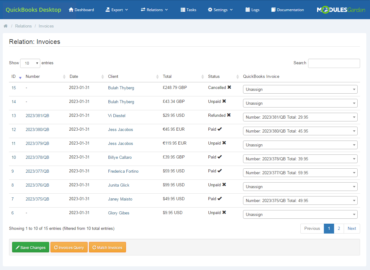 QuickBooks Desktop For WHMCS: Module Screenshot 13