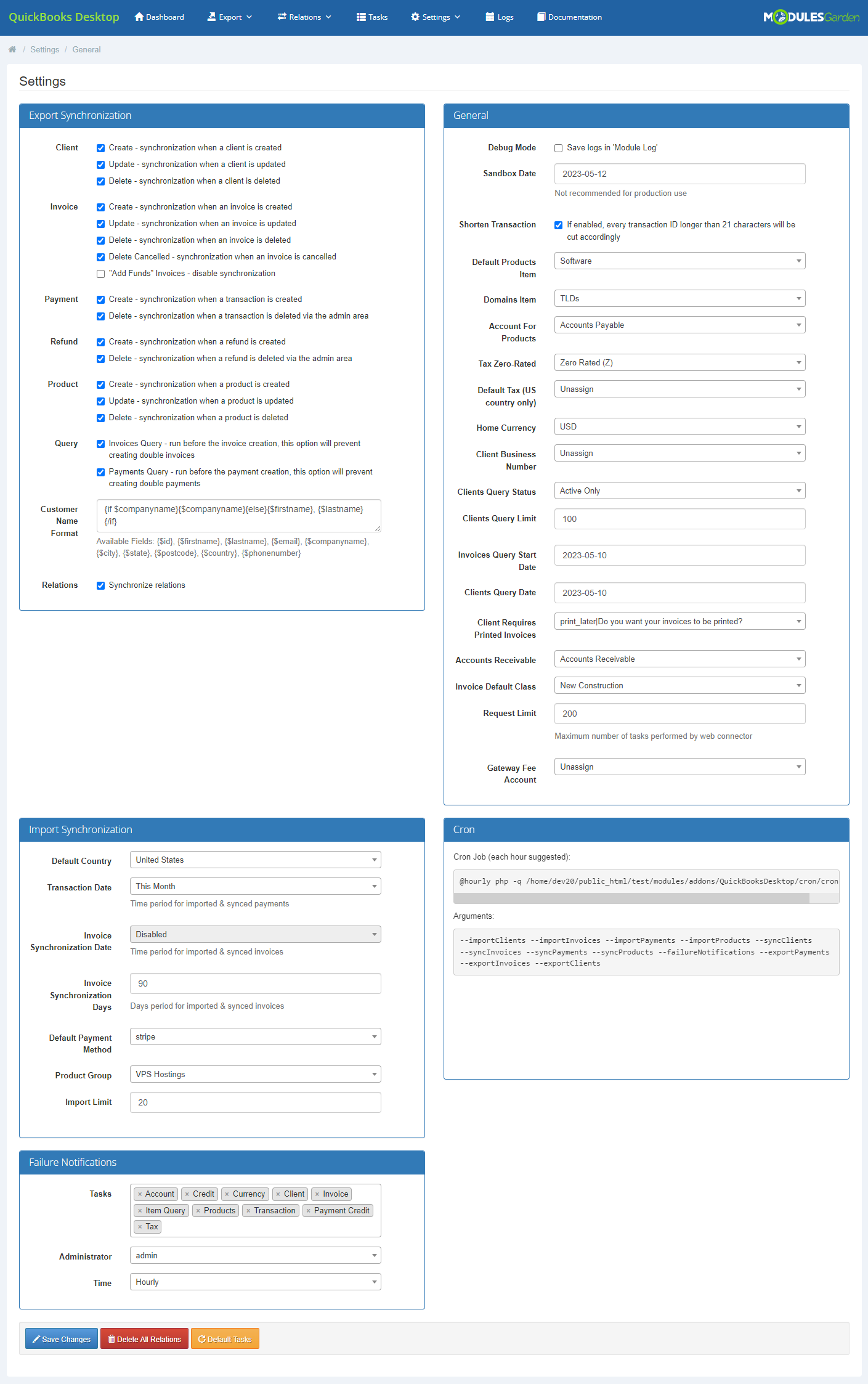 QuickBooks Desktop For WHMCS: Module Screenshot 22