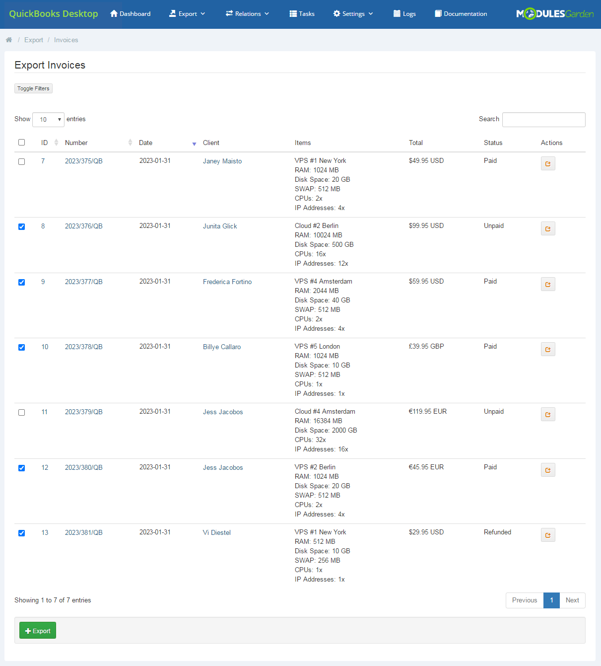 QuickBooks Desktop For WHMCS: Module Screenshot 3