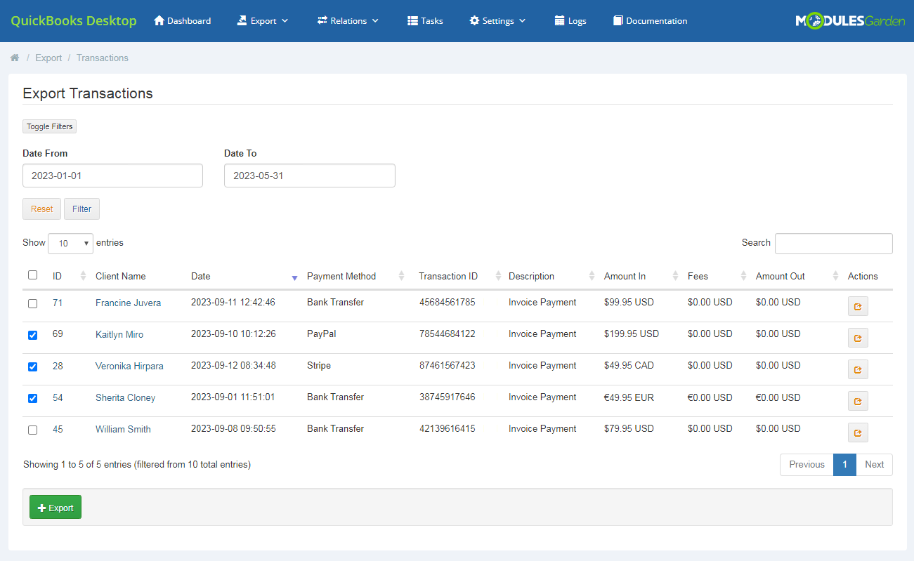 QuickBooks Desktop For WHMCS: Module Screenshot 4