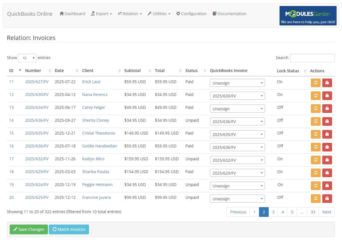 QuickBooks Online For WHMCS: Module Screenshot 14