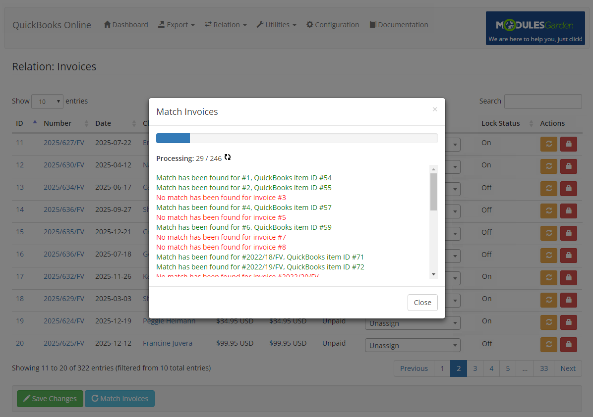 QuickBooks Online For WHMCS: Module Screenshot 15