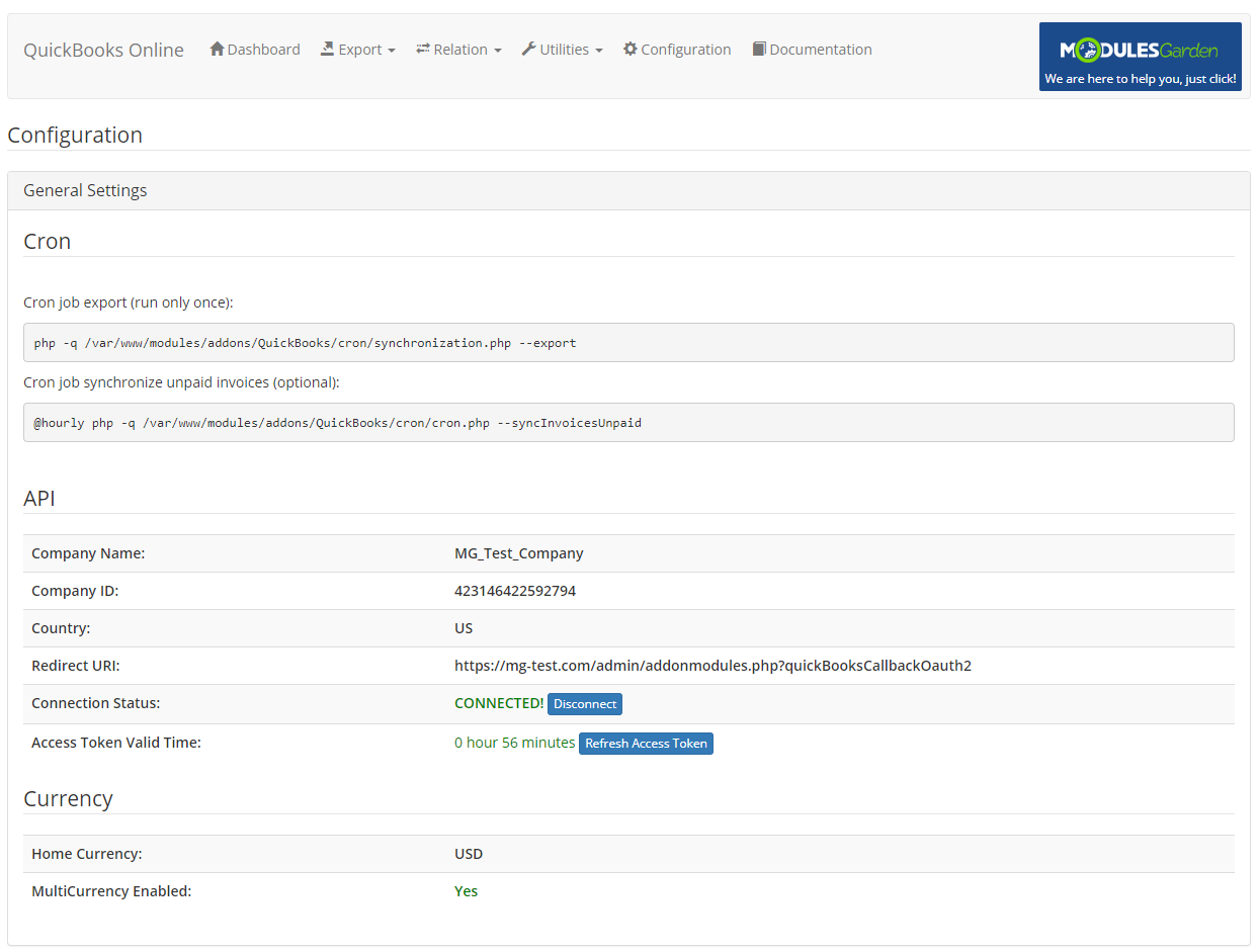 QuickBooks Online For WHMCS: Module Screenshot 27