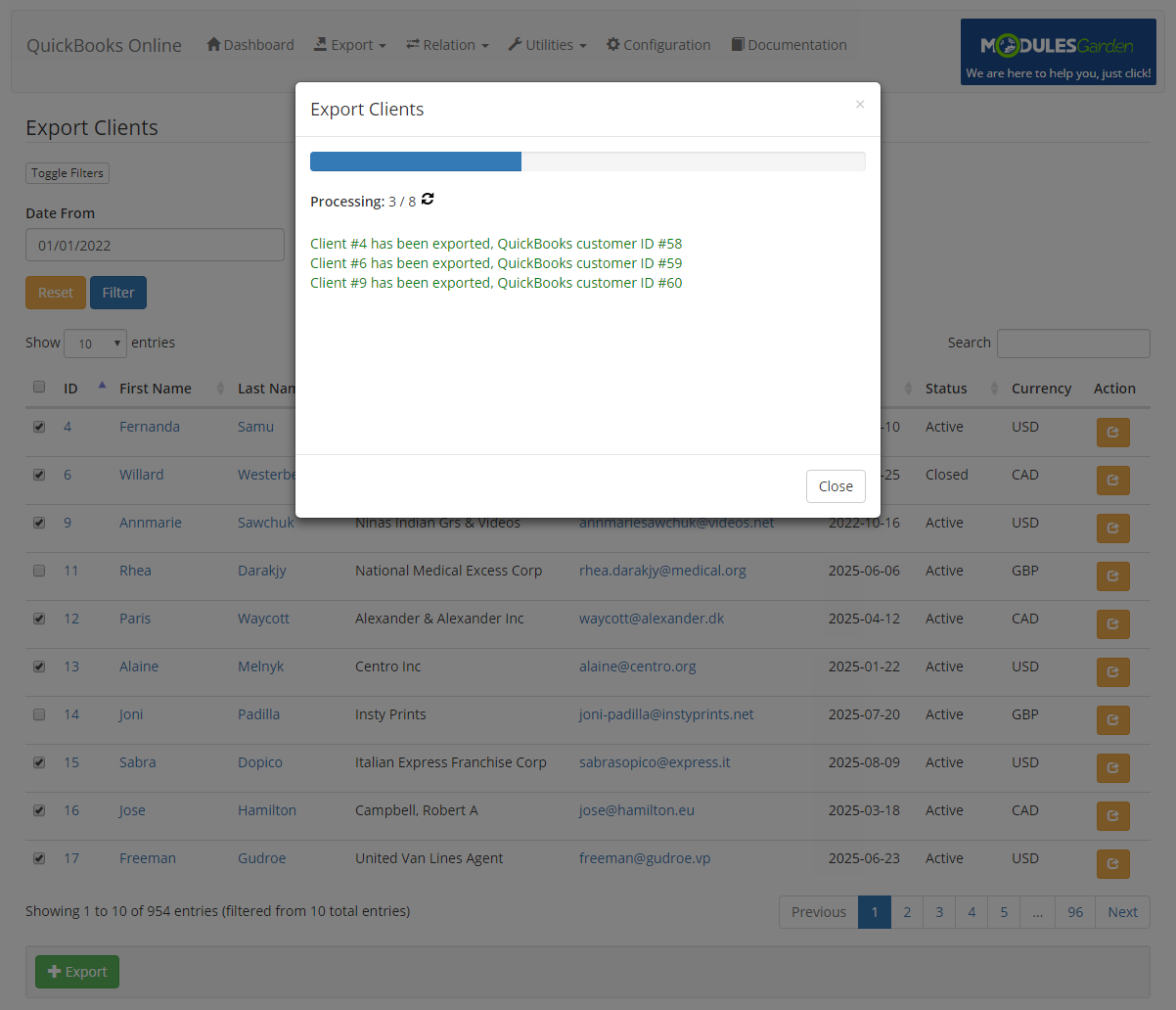 QuickBooks Online For WHMCS: Module Screenshot 3