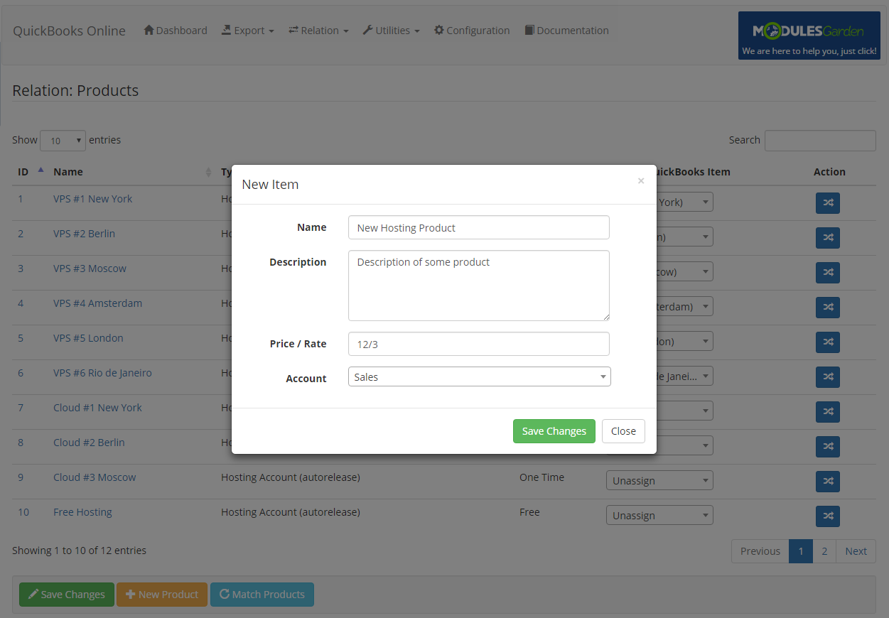 QuickBooks Online For WHMCS: Module Screenshot 9