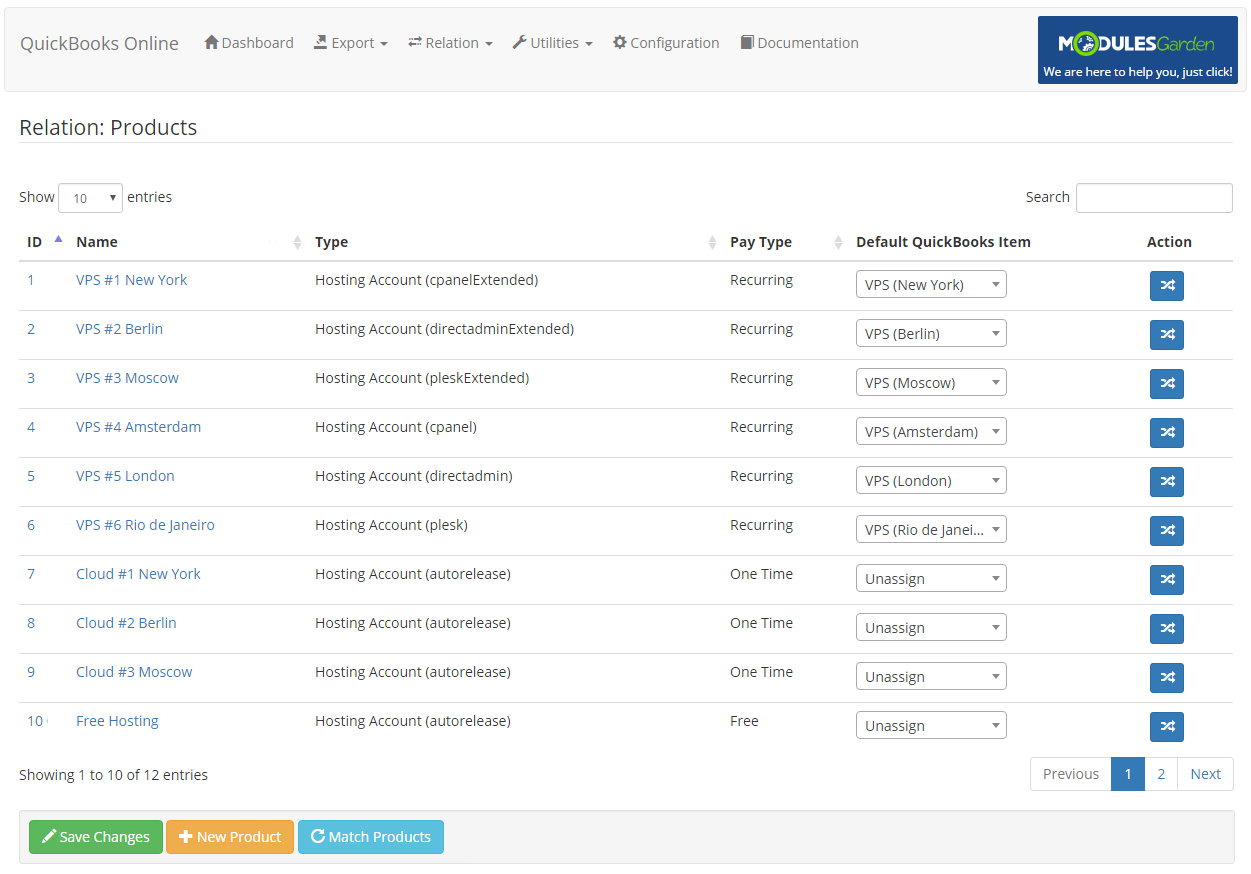 QuickBooks Online For WHMCS: Module Screenshot 8
