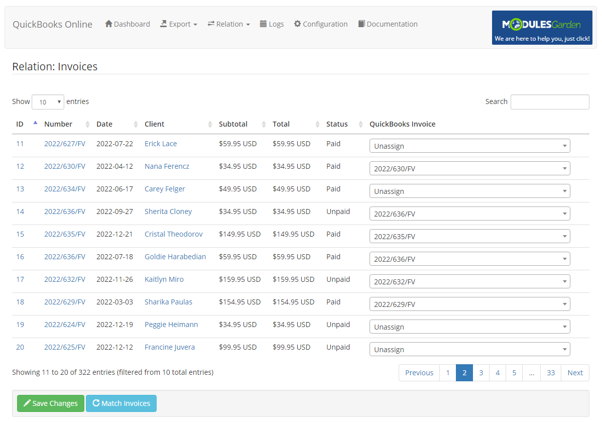QuickBooks Online For WHMCS: Module Screenshot 14