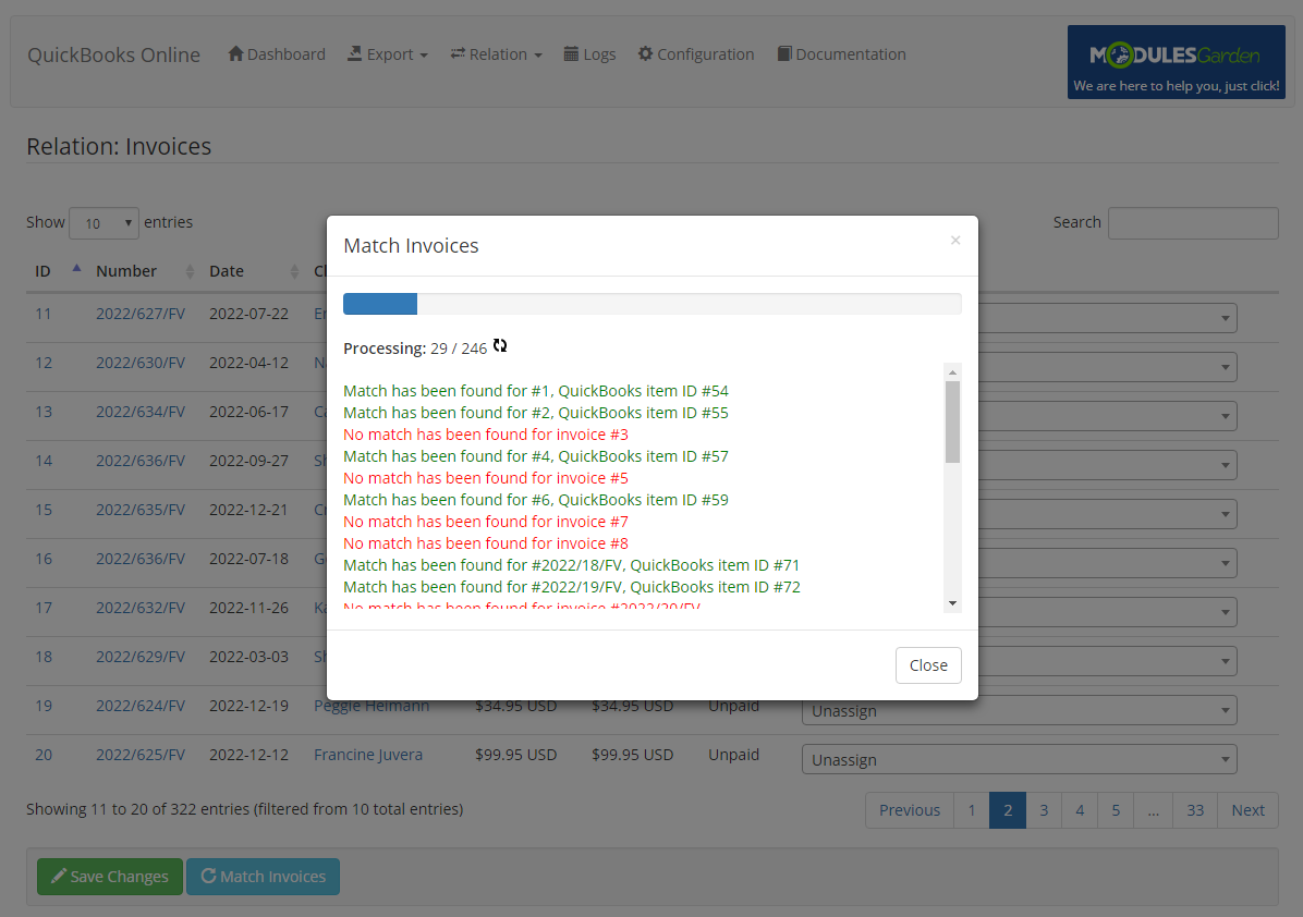 QuickBooks Online For WHMCS: Module Screenshot 15