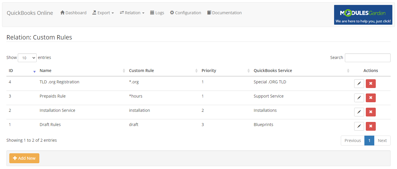 QuickBooks Online For WHMCS: Module Screenshot 21
