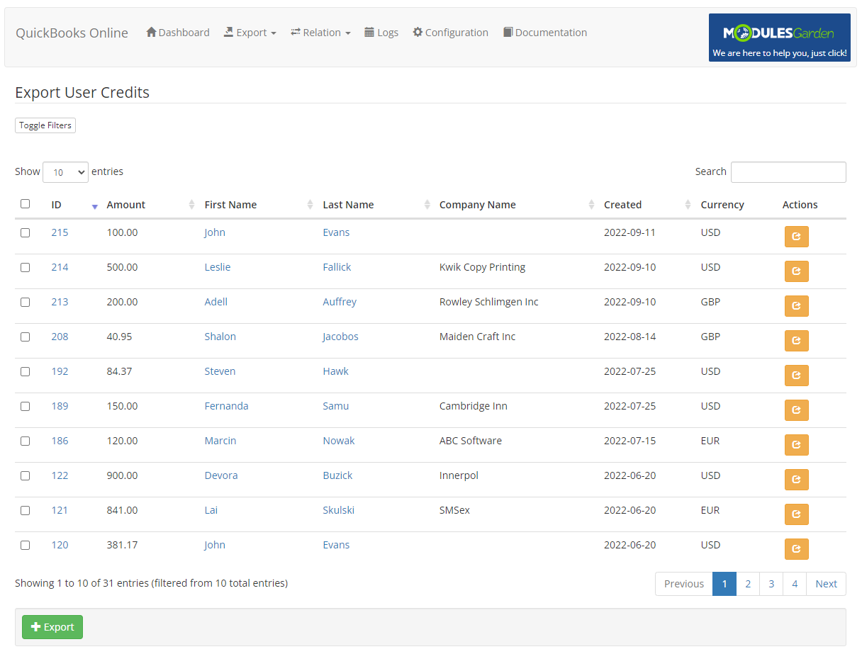 QuickBooks Online For WHMCS: Module Screenshot 6