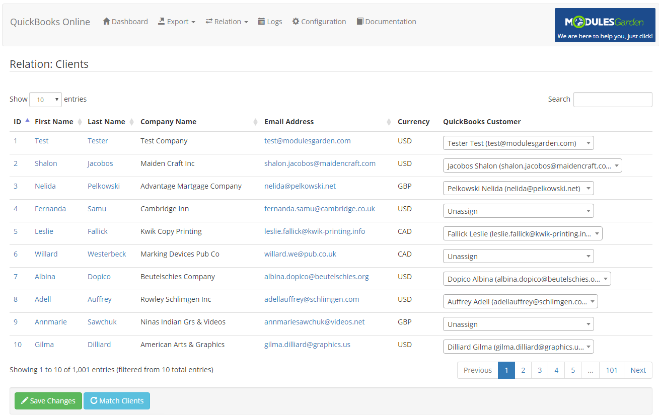 QuickBooks Online For WHMCS: Module Screenshot 7