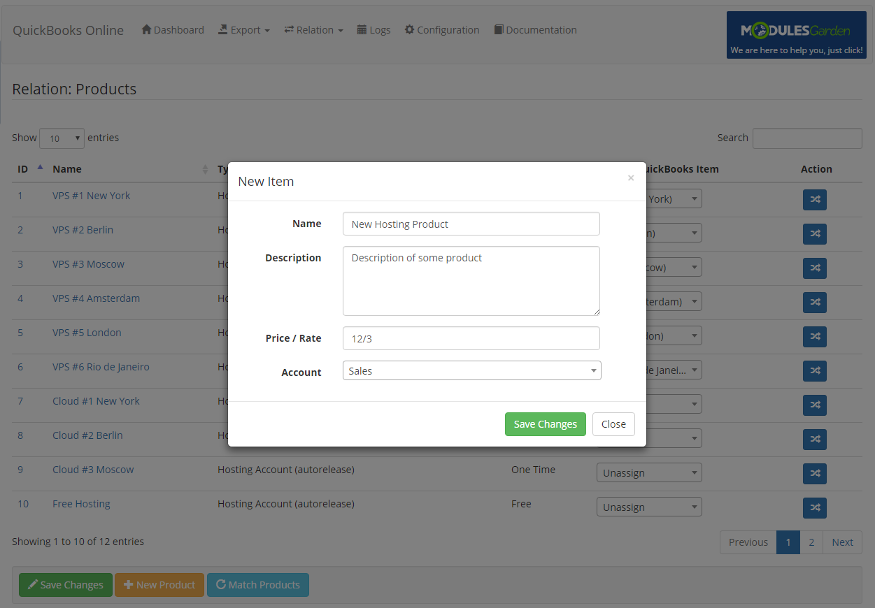 QuickBooks Online For WHMCS: Module Screenshot 9