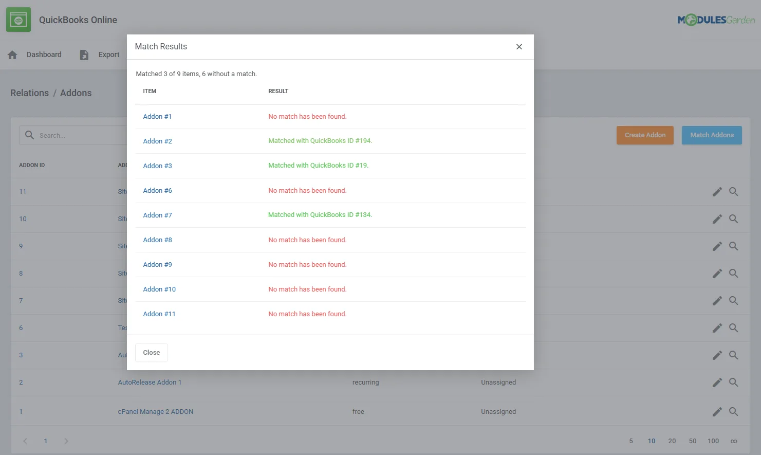 QuickBooks Online For WHMCS: Module Screenshot 12
