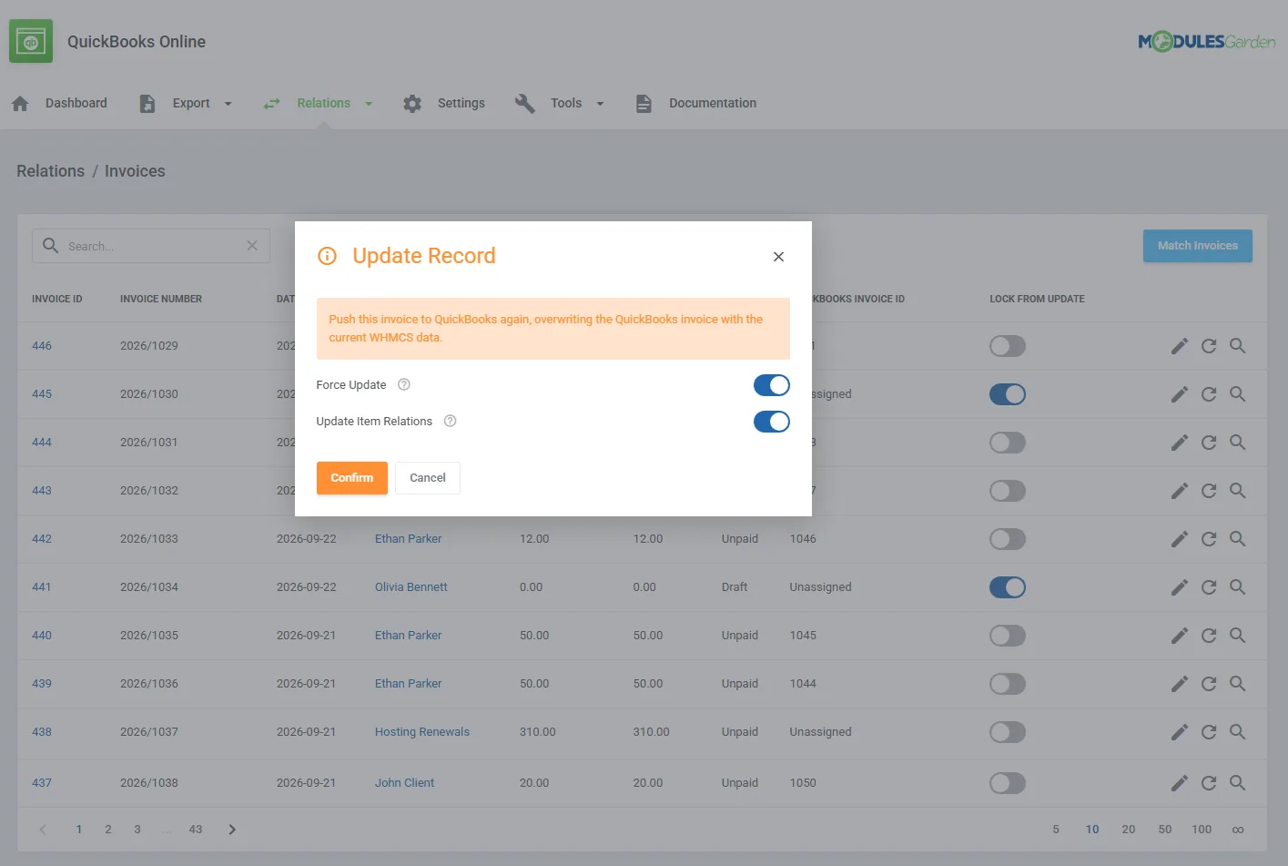 QuickBooks Online For WHMCS: Module Screenshot 14