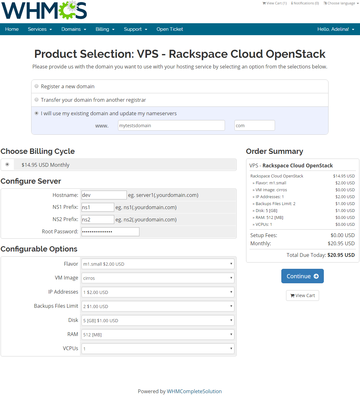 Rackspace Cloud OpenStack For WHMCS ModulesGarden