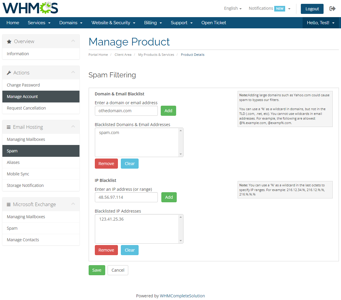 Rackspace Email Extended For WHMCS: Module Screenshot 6
