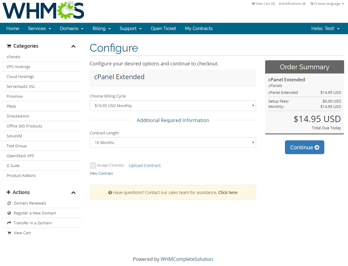 Recurring Contract Billing For WHMCS: Module Screenshot 1