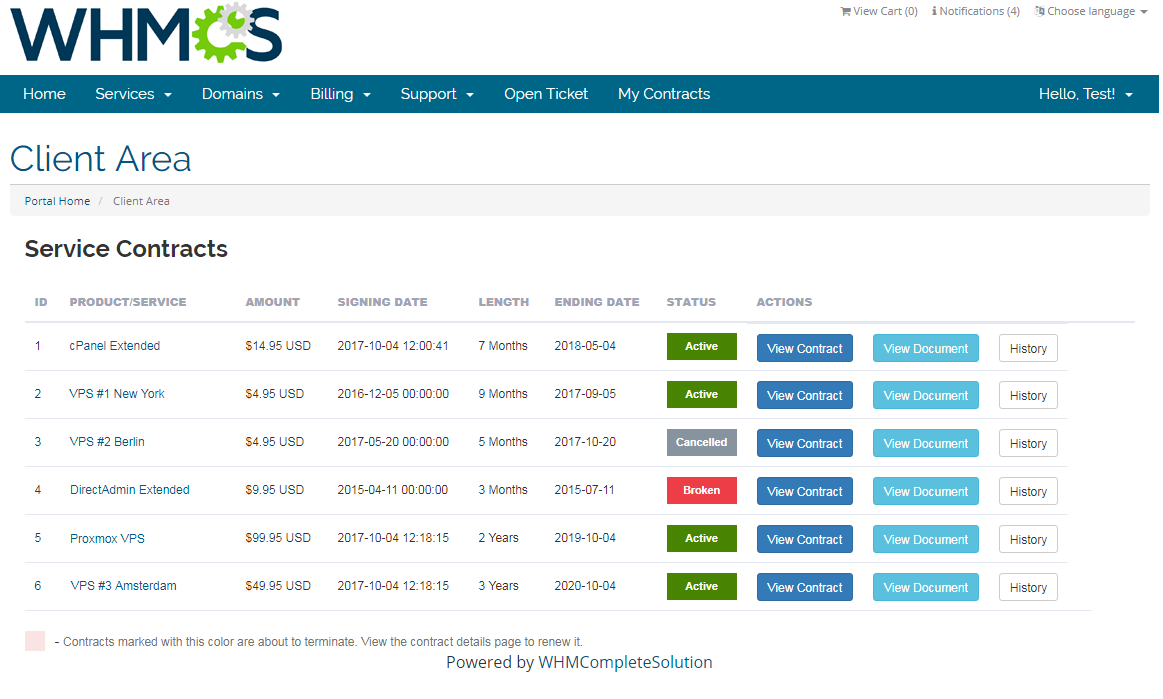 Recurring Contract Billing For WHMCS: Module Screenshot 2