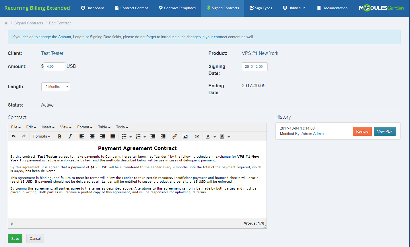 Recurring Contract Billing For WHMCS: Module Screenshot 9