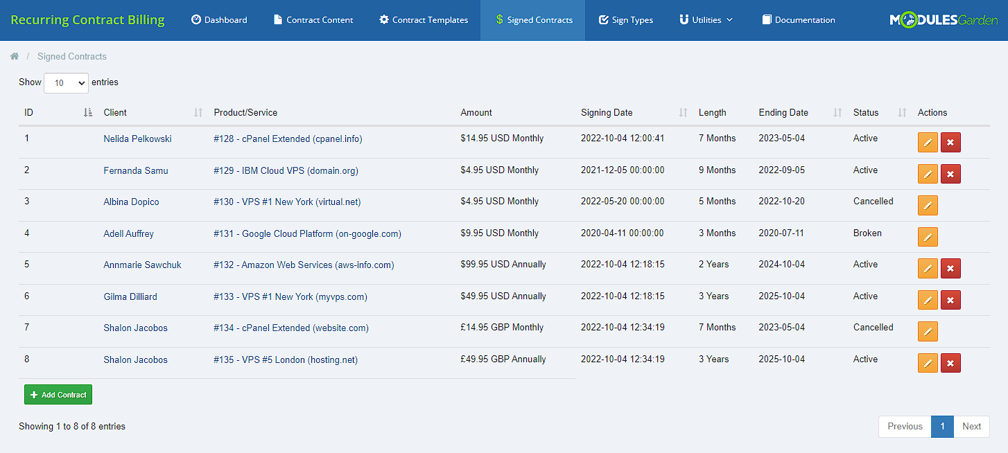 Recurring Contract Billing For WHMCS: Module Screenshot 10