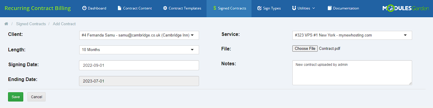 Recurring Contract Billing For WHMCS: Module Screenshot 12