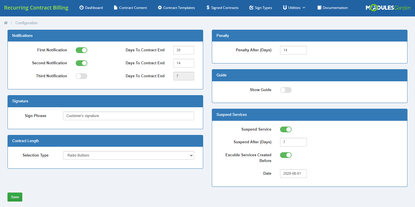 Recurring Contract Billing For WHMCS: Module Screenshot 14