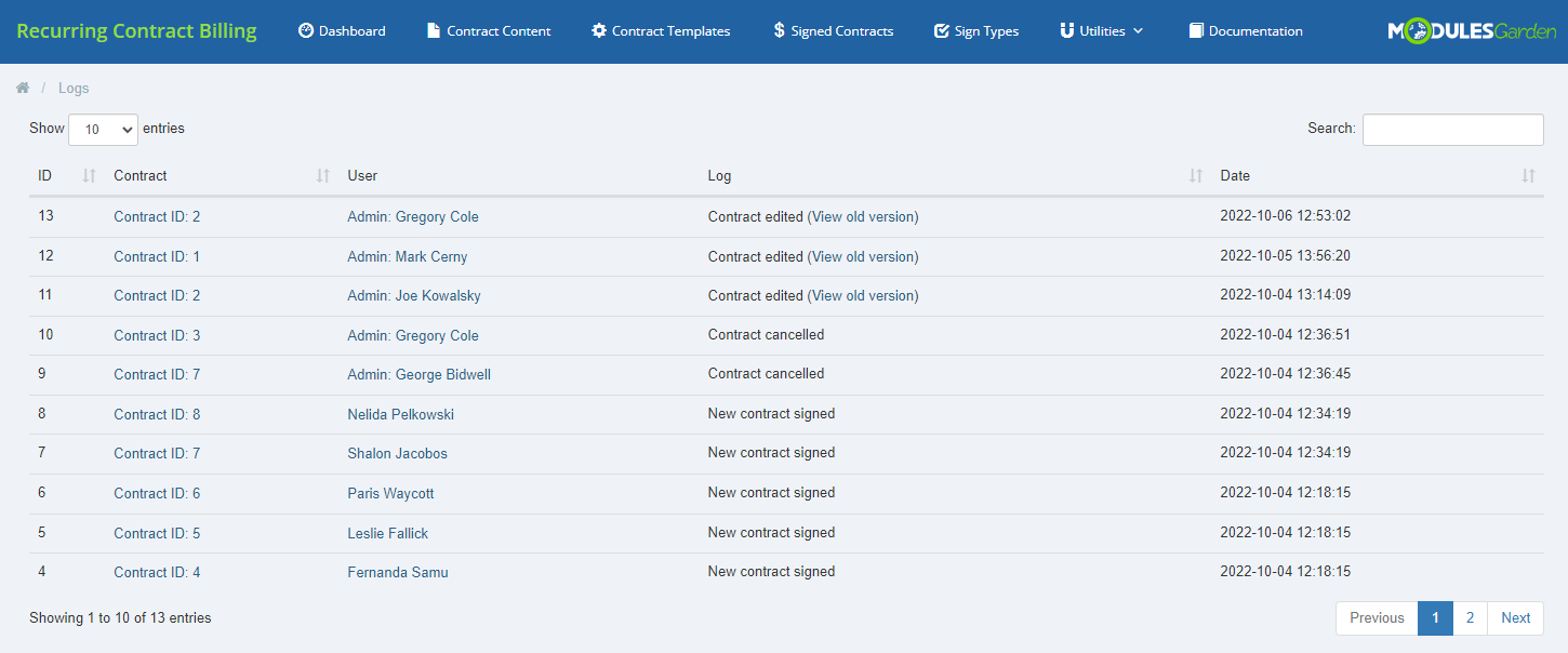 Recurring Contract Billing For WHMCS: Module Screenshot 15