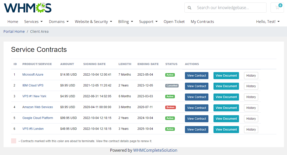 Recurring Contract Billing For WHMCS: Module Screenshot 2