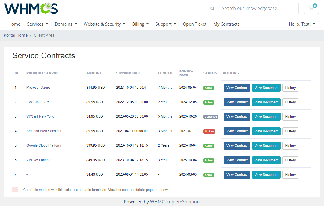 Recurring Contract Billing For WHMCS: Module Screenshot 2