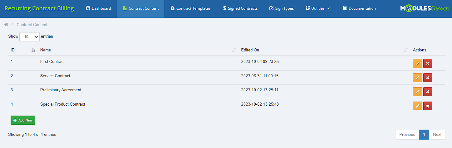 Recurring Contract Billing For WHMCS: Module Screenshot 6