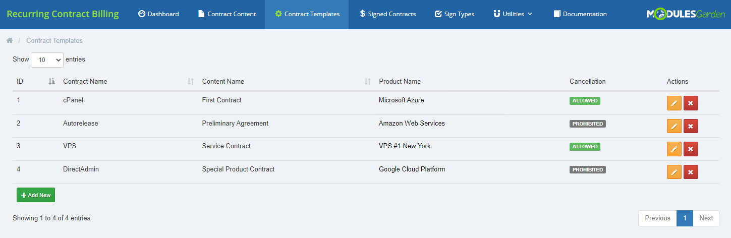 Recurring Contract Billing For WHMCS: Module Screenshot 8