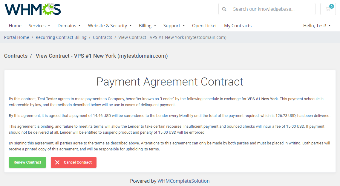 Recurring Contract Billing For WHMCS: Module Screenshot 4